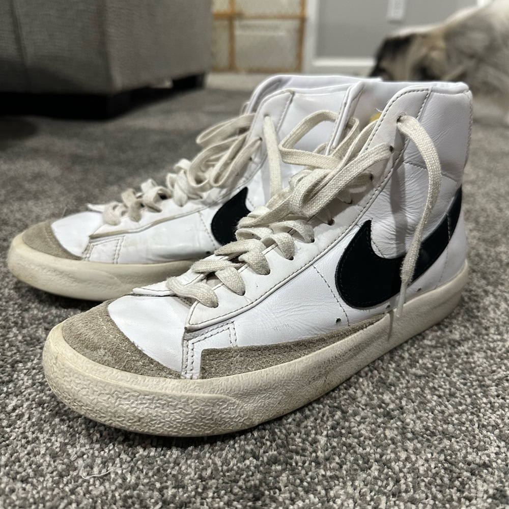 Nike White and Yellow High-Top Sneakers